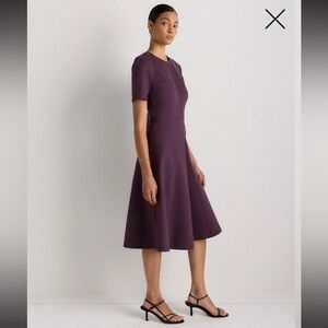 Quince Classic Black Ultra-Stretch Ponte Short Sleeve Midi Dress Sz medium‎